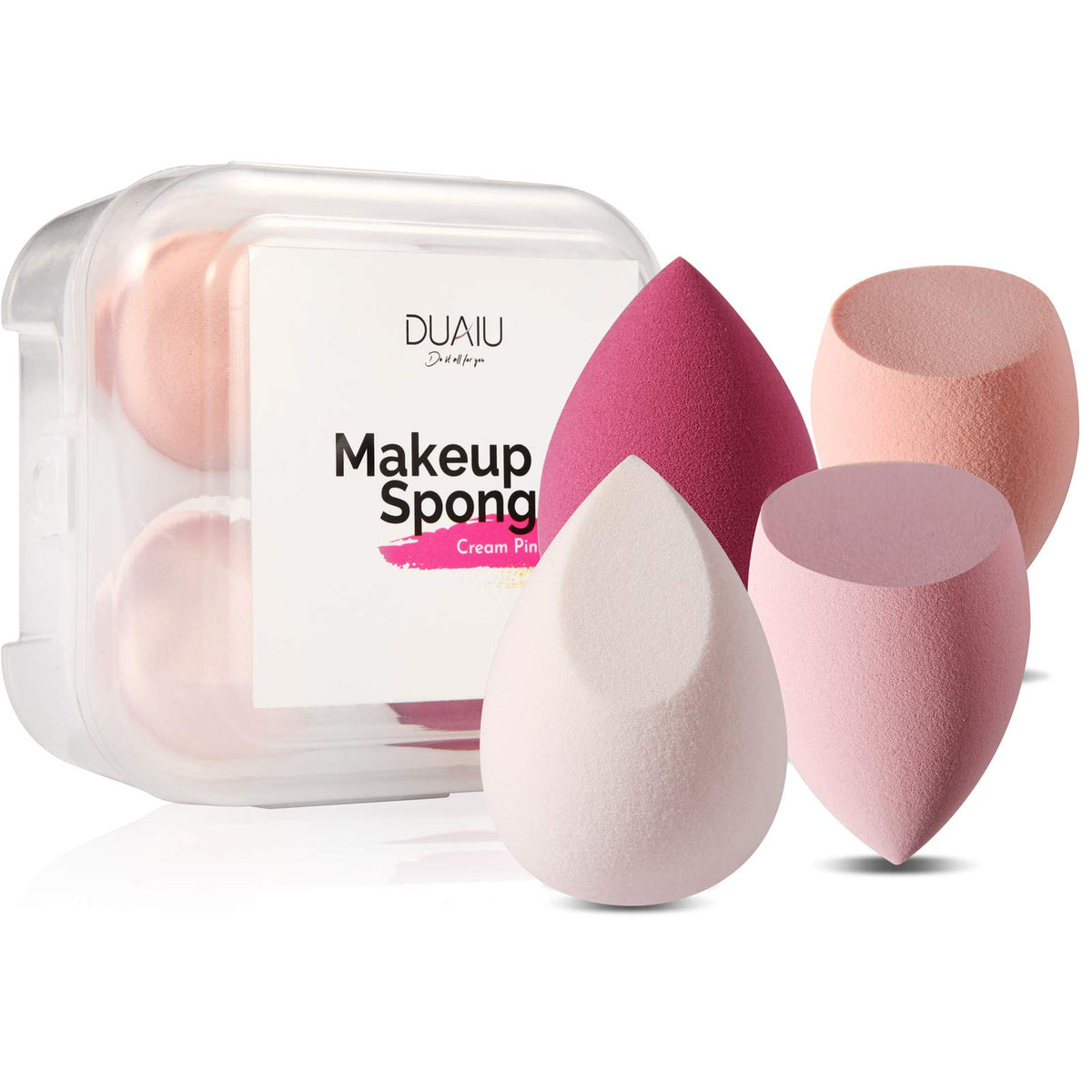 Makeup Sponge Set of 4 for Women – Beauty Blender Sponges with Travel Case, Gift for Her
