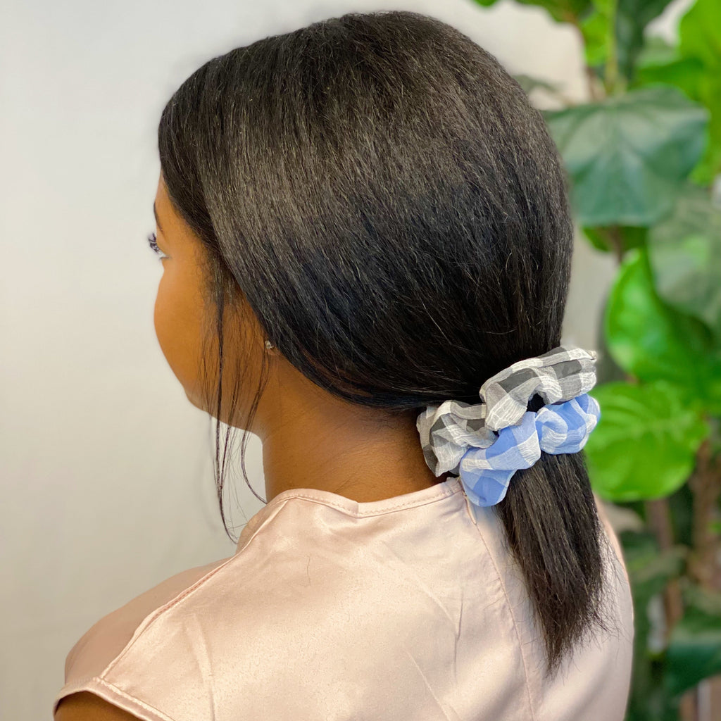 Gingham Hair Scrunchie Set of 4 for Women – Cute Ponytail Holders, Gift for Her