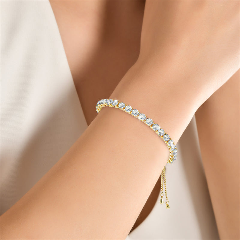 Gold-Tone Adjustable Zircon Tennis Bracelet