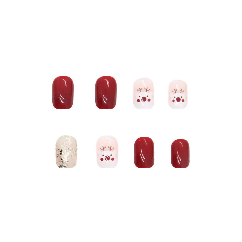Festive Snowflake Press-On Nail Set – 24 Pieces