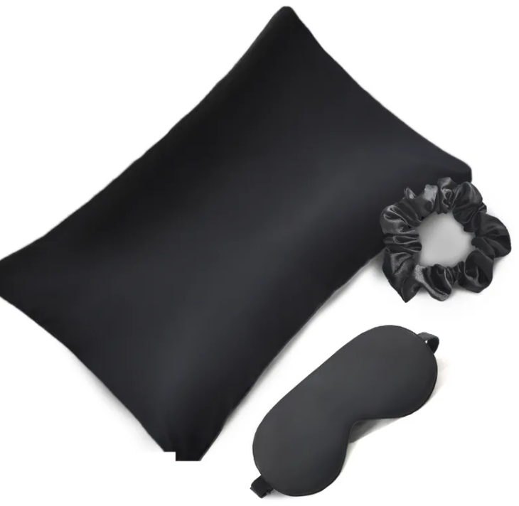 Satin Pillowcase 3-Piece Sleep Set for Women – Pillowcase, Eye Mask & Scrunchie, Gift for Her