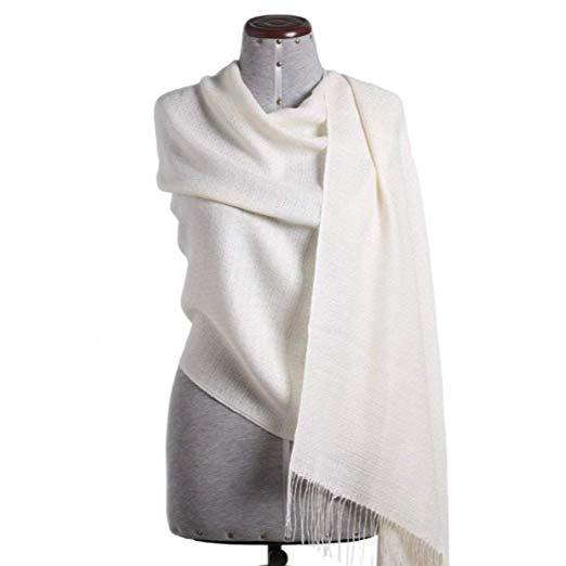 Baby Alpaca and Silk Shawl - Ivory