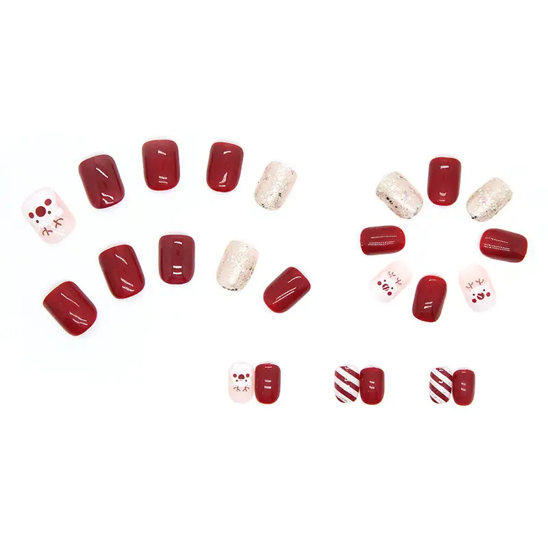 Festive Snowflake Press-On Nail Set – 24 Pieces