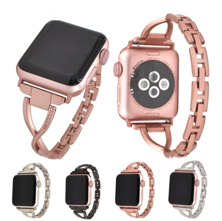 Apple Watch Band X-Type Stainless Steel with Diamonds