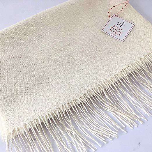 Baby Alpaca and Silk Shawl - Ivory