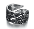 Handcrafted Adjustable Stainless Steel Raven Ring