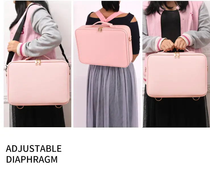 Travel Makeup Bag with Adjustable Dividers and Waterproof Design