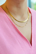 Layered Herringbone Chain Necklace for Women – Gold-Plated Double Chain, Gift for Her