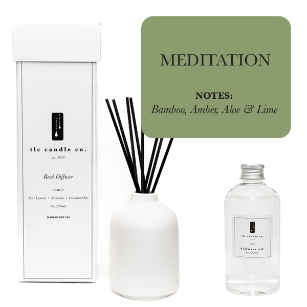 Ceramic Reed Diffuser for Home – Meditation Scent with Bamboo, Amber & Lime, Gift for Her