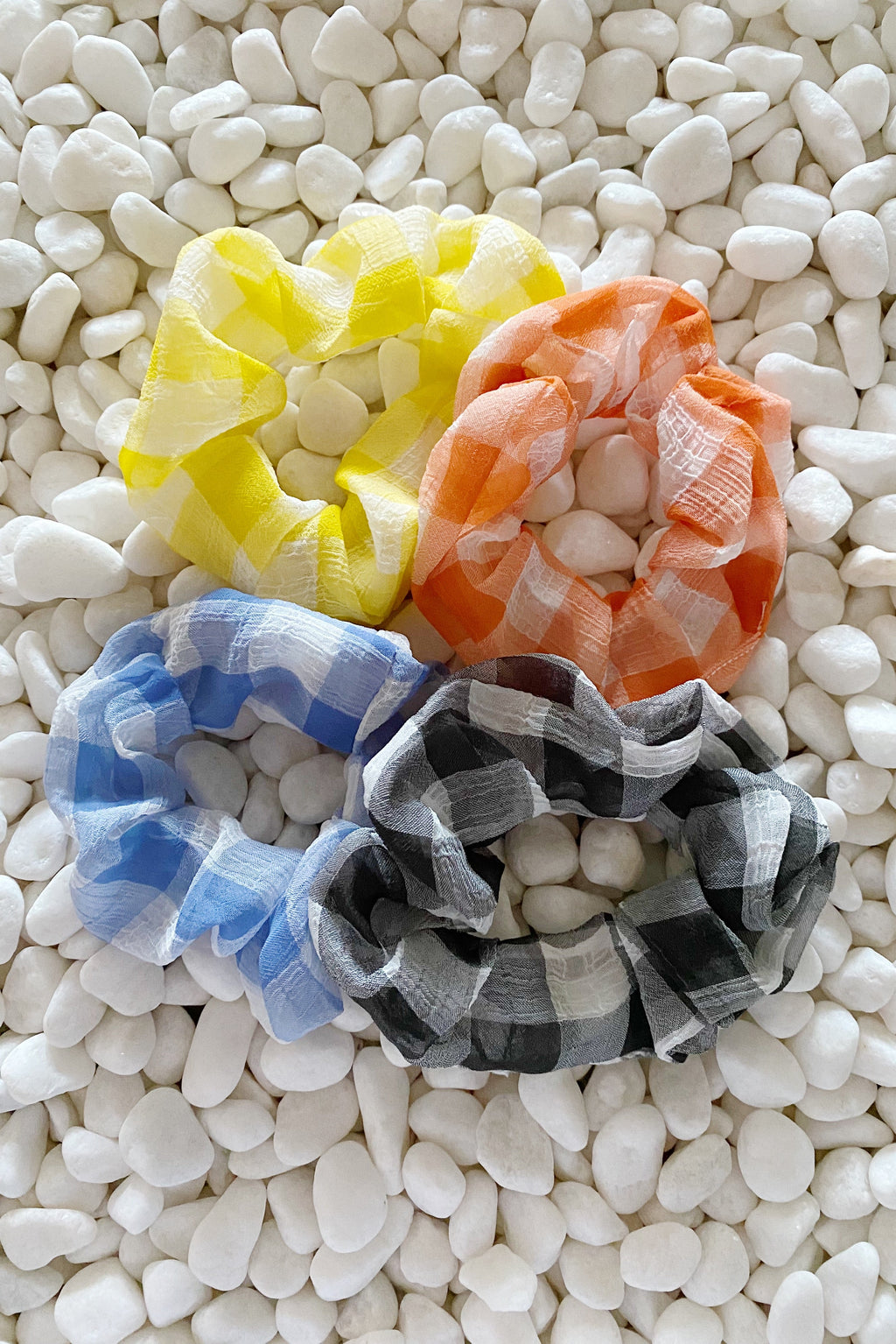 Gingham Hair Scrunchie Set of 4 for Women – Cute Ponytail Holders, Gift for Her