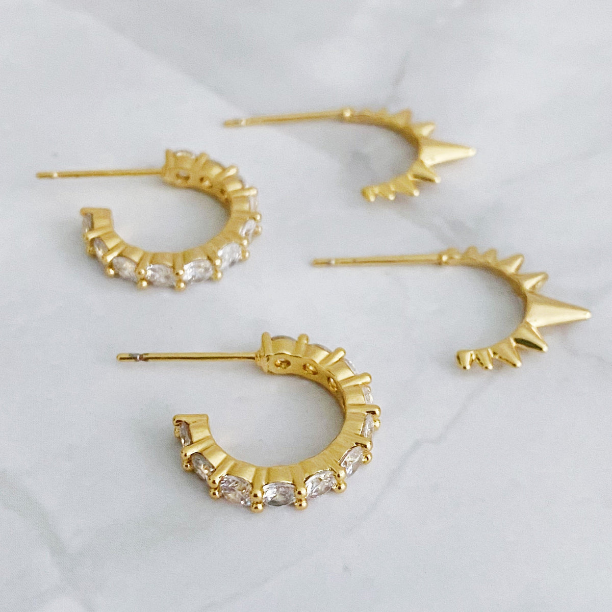 Mini Hoop Earring Set of 2 for Women – Gold-Plated CZ Studded Hoops, Gift for Her